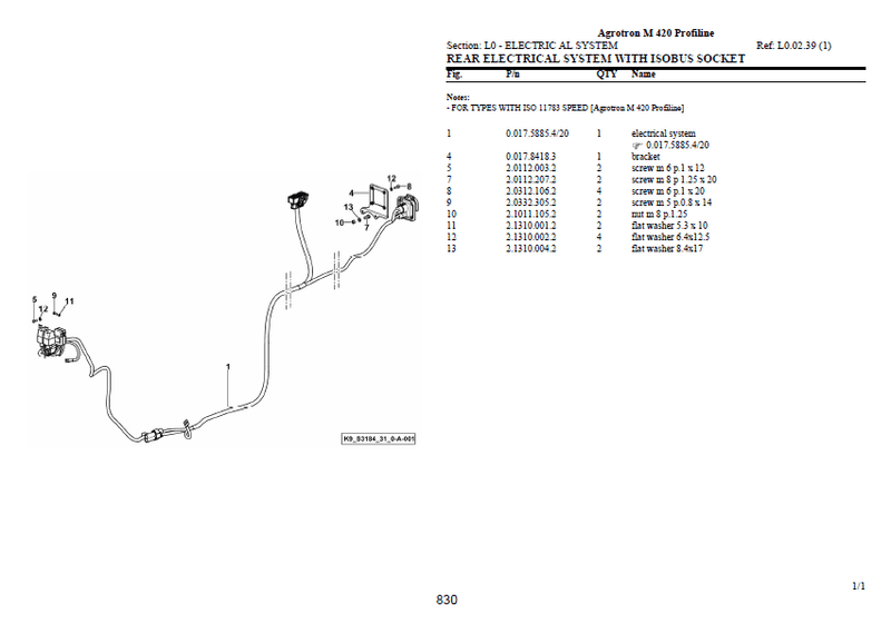 Deutz-Fahr Agrotron M420 Profiline parts catalog (sn. WSXR580400LD10010 - .....)