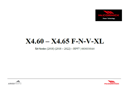 McCormick X4.60 Parts Catalog PDF | 2018 - 2022 | with cab