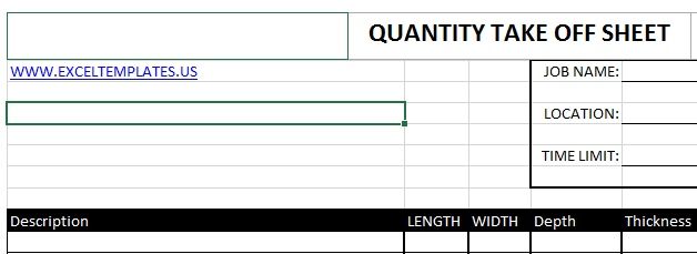 Pointquantity Take Off Sample Format Quantity Take off Sheet