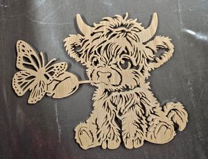 Highland Cow w Butterfly Pattern