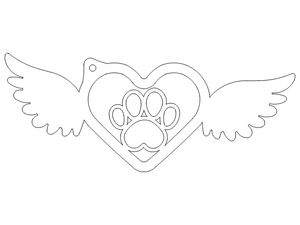 Heart paw charm with wings Pattern
