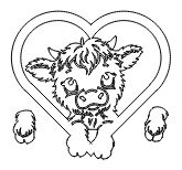 Highland cow in Heart Pattern