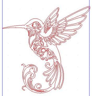 Hummingbird with swirls 1