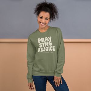 Pray Sing Rejoice Oversized Crewneck – Olive