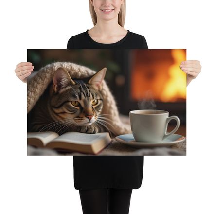 Cosy Cat by Fireplace