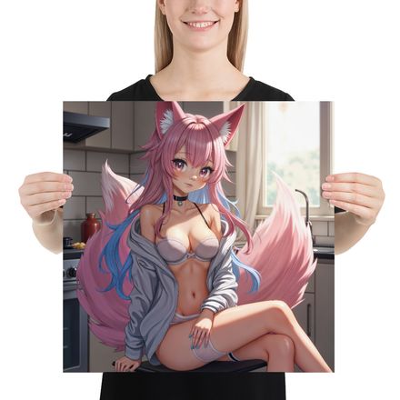 Pink-Haired Kitsune in a Modern Setting