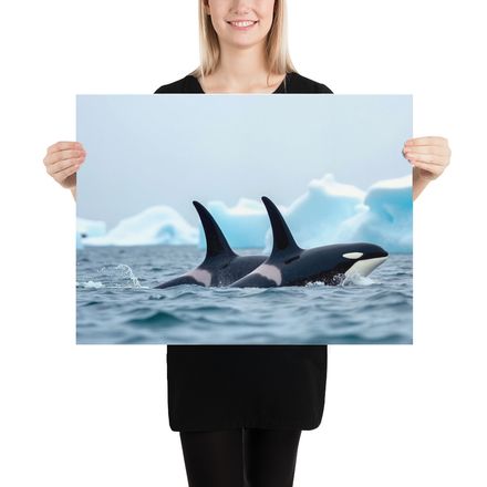 Arctic Guardians: Orcas Amidst Icebergs