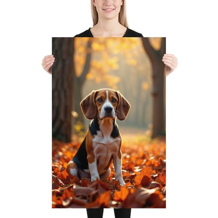A Beagle in Golden Leaves