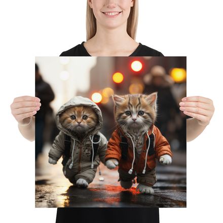 Two Kittens on a City Stroll