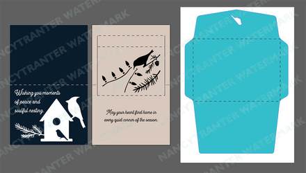 Soulful Nesting Winter Holiday Card SVG with Bird Motif | Digital Greeting Card Cut File for Cricut