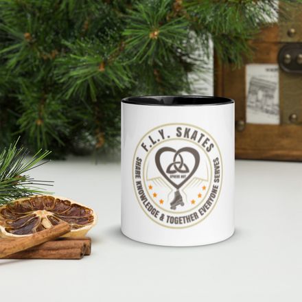 FS White Ceramic Mug with Black Color Inside