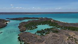 Aerial of Koyama Island in Somalia