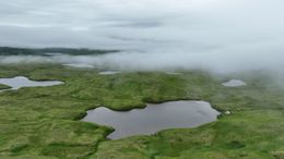 Foggy hills &amp; pond in Alaska