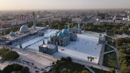 Aerial Orbit Around The Blue Mosque in Afghanistan