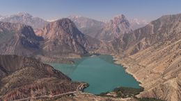 Aerial of Iskanderkul Lake