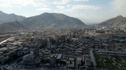 Aerial of Buildings and Streets of Kabul Afghanistan