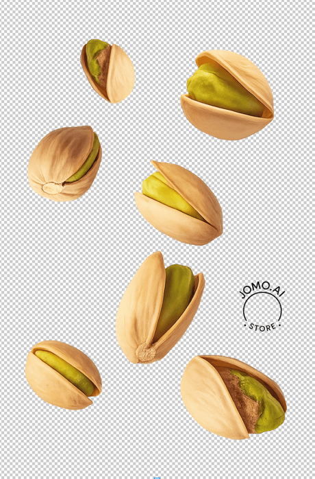 Isolated Flying Pistachios on White Background