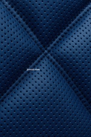 Blue perforated leather with diagonal stitched seams