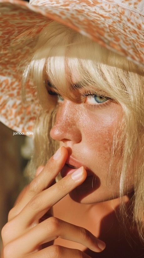 Video Close-Up Portrait of Freckled Woman in Straw Hat – Farm Cottage Aesthetic