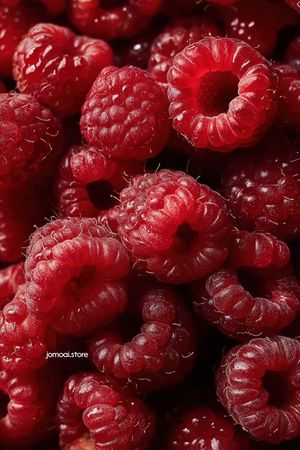 Vibrant Macro Texture of Ripe Red Raspberries – High-Detail Close-Up