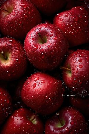 Glossy Red Apples with Water Droplets – High-Detail Macro Shot