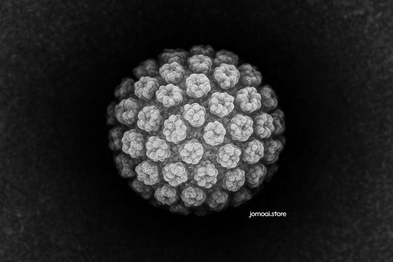 Black &amp; White 3D Rendering of Human Papillomavirus Structure