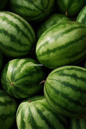 Close-Up of Whole Ripe Watermelons – High-Detail Top-Down Texture