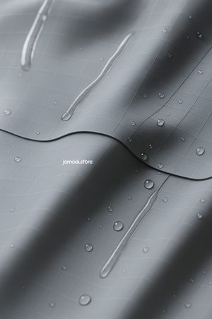 Waterproof gray ripstop fabric with water droplets
