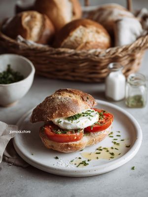 Rustic Sandwich with Tomato and Burrata Cheese