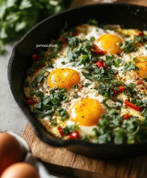 Rustic Herb-Topped Skillet Eggs with Fresh Greens