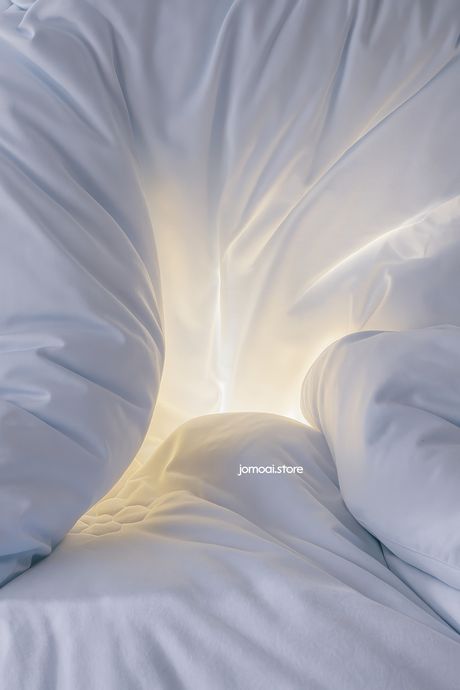 Dreamy Light Through Soft White Bedding – Minimalist Cozy Textile Scene