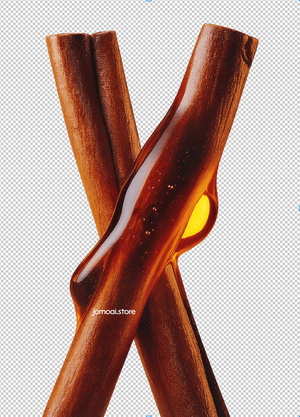 Cinnamon Sticks Drizzled with Honey on White Background