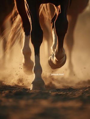 Cinematic Gallop – Horse Hooves Kicking Dust at Sunset