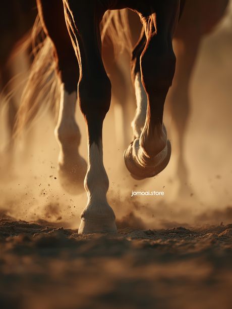 Cinematic Gallop – Horse Hooves Kicking Dust at Sunset