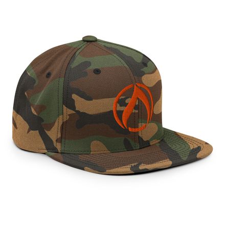 Circle Flame Logo Camo/Blaze Orange Snapback Hat