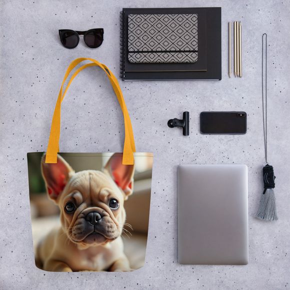 &quot;Little Fawn&quot; French Bulldog Puppy Portrait Tote Bag