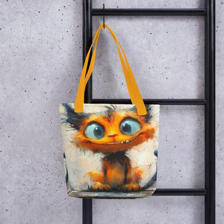 &quot;Cheeky Fuzzball&quot; All-Over Print Tote Bag
