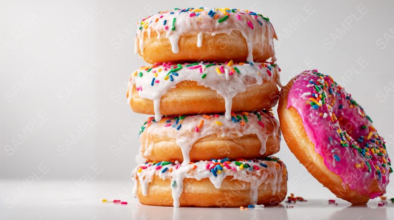 Sweet Stack: 2 Ultra-HD AI Digital Prints of Glazed Donut Towers