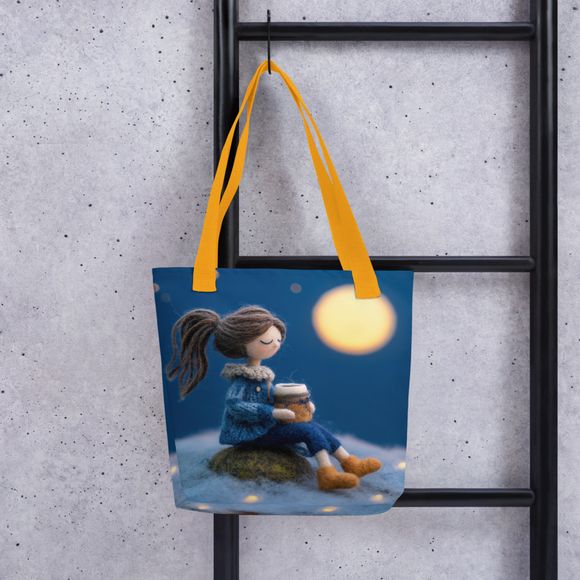 &quot;Moonlit Comfort&quot; Felted Art Tote Bag