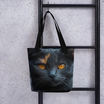 &quot;Molten Gaze&quot; Cat All-Over Print Tote Bag