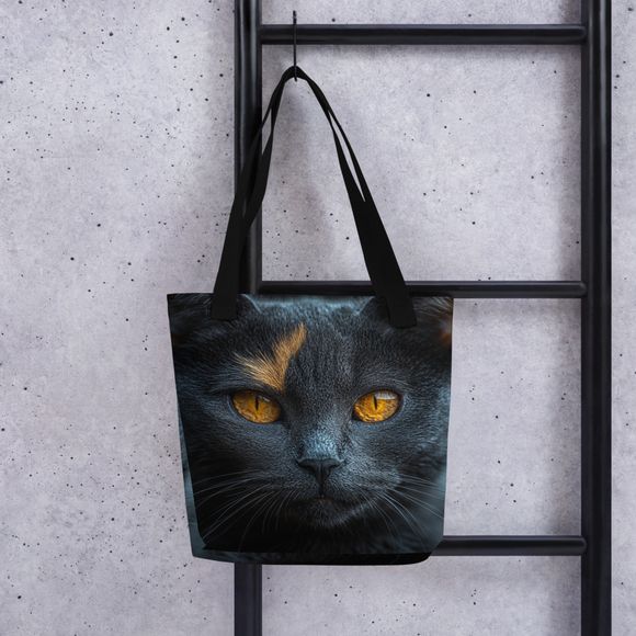 &quot;Molten Gaze&quot; Cat All-Over Print Tote Bag