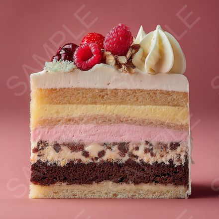 Decadent Layers: 4 Ultra-Detailed AI Digital Prints of Gourmet Cake Slices