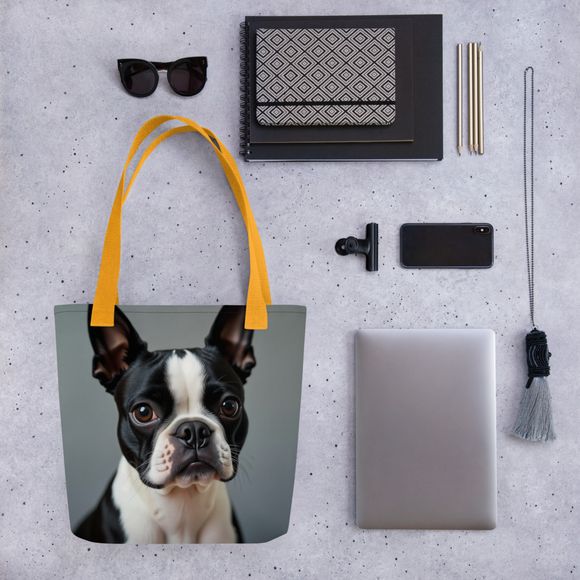 &quot;Dapper Dude&quot; Boston Terrier All-Over Print Tote Bag