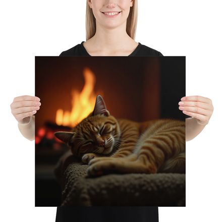 Fireside Dreamer: Ginger Cat Comfort
