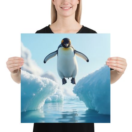 Antarctic Leap: Penguin Mid-Flight 