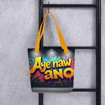 &quot;Aye naw ano&quot; Pop Art Tote Bag! | Premium All-Over Print Graffiti