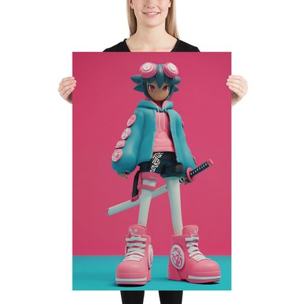 Edgy Anime Samurai Character Art Print by WHATAPRINT