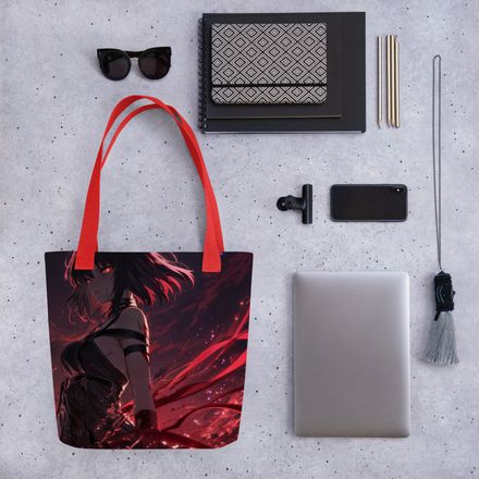&quot;Crimson Shadow&quot; All-Over Print Tote Bag
