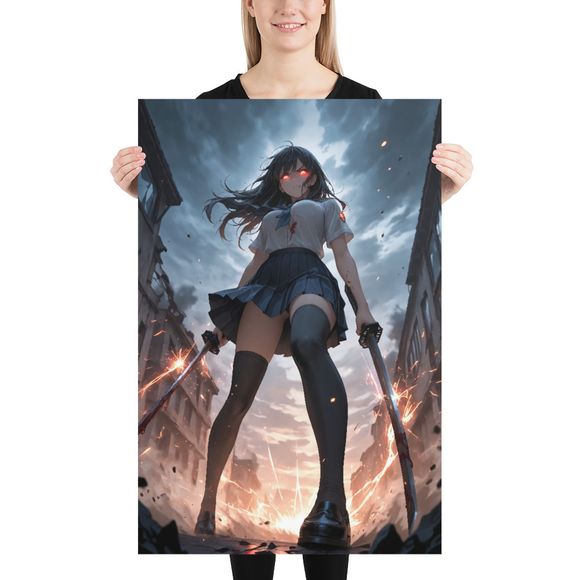  Urban Samurai: Anime Warrior in a Ruined City Poster