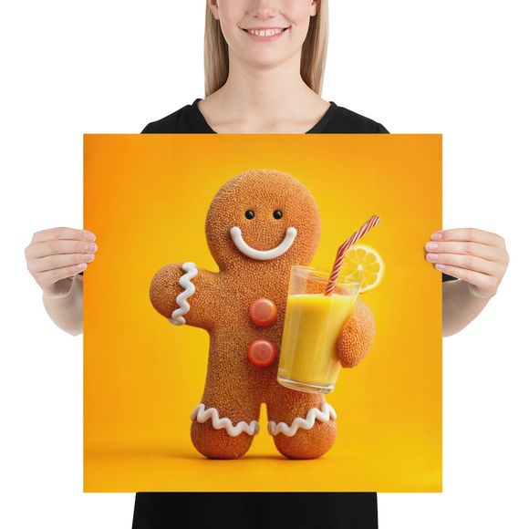 Gingerbread Man with Juice Art Print by WHATAPRINT